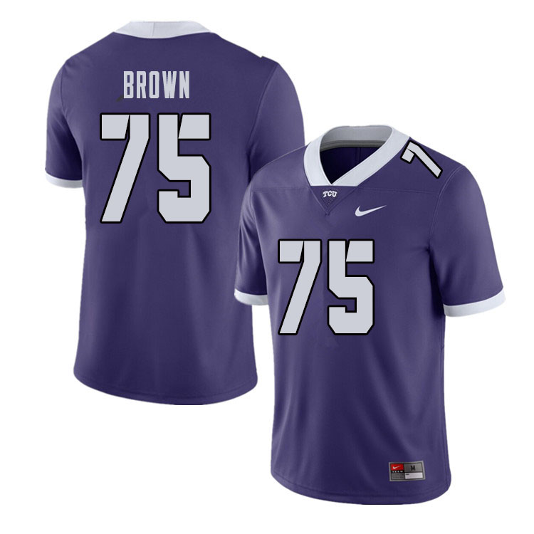 Men #75 Brannon Brown TCU Horned Frogs College Football Jerseys Sale-Purple - Click Image to Close